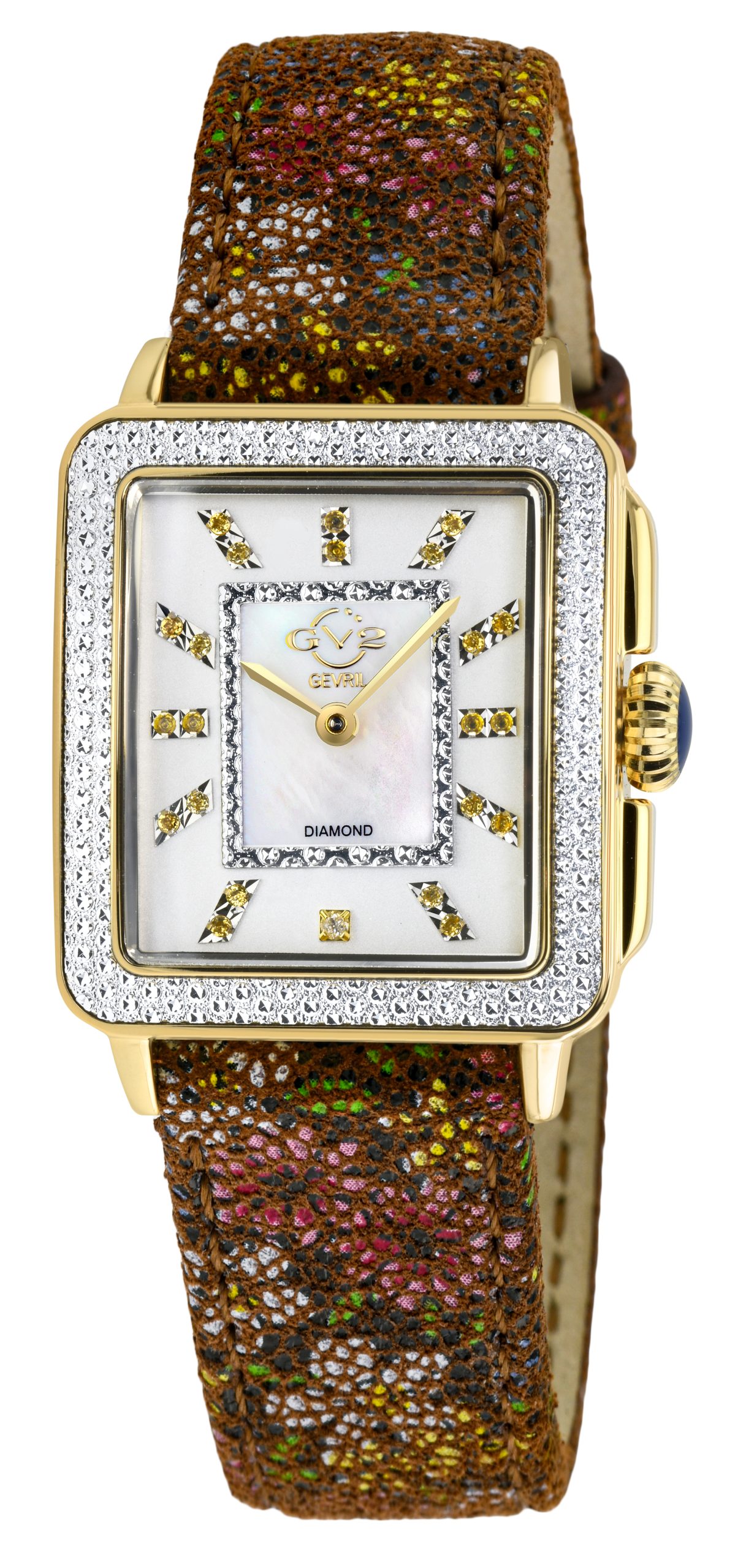 Gv2 Womens Padova Gemstone 12339F Leather Swiss Quartz Watch - Tan - One Size