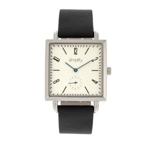 Simplify Unisex The 5000 Leather-based-Band Watch – Black/White Stainless Metal – One Dimension