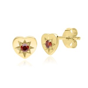 ECFEW™ ‘The Liberator’ Garnet Middle Stud Earrings in 9ct Yellow Gold