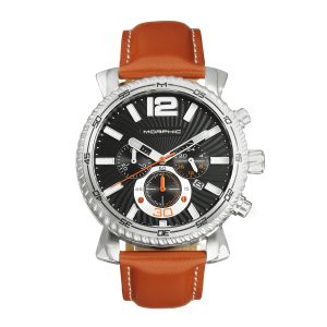 Morphic Mens M89 Sequence Chronograph Leather-based-Band Watch w/Date – Camel Stainless Metal – One Measurement