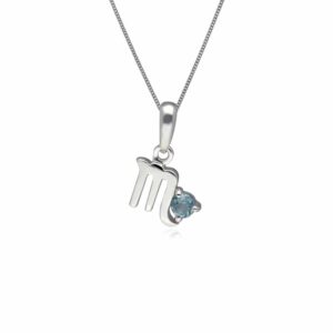 Blue Topaz Scorpio Zodiac Allure Necklace in 9ct White Gold