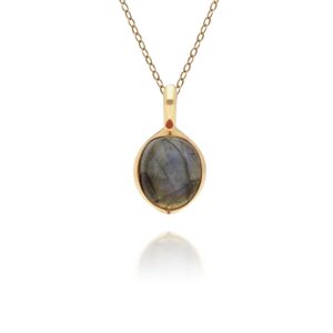 Abnormal B Gem Labradorite Pendant in Gold Plated Silver