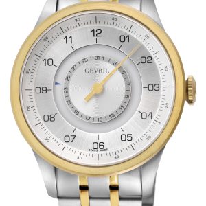 Gevril Mens Jones St. 2106 Swiss Automatic Sellita SW200 Watch – Silver & Gold Stainless Steel – One Size