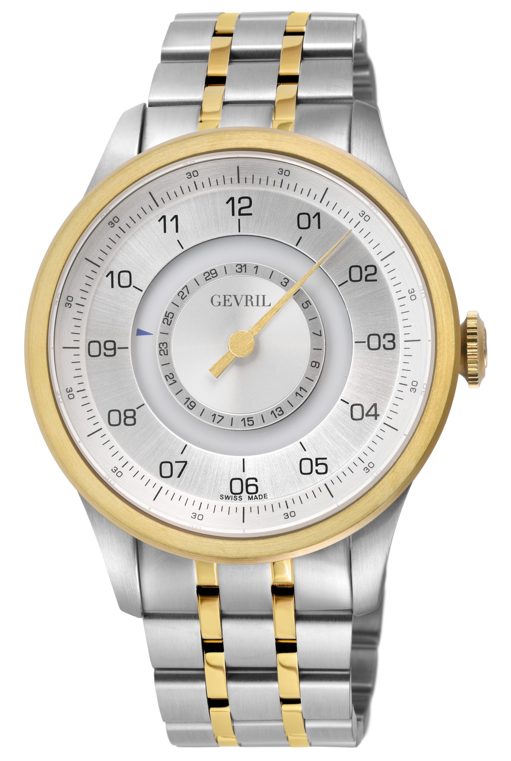 Gevril Mens Jones St. 2106 Swiss Automatic Sellita SW200 Watch - Silver & Gold Stainless Steel - One Size