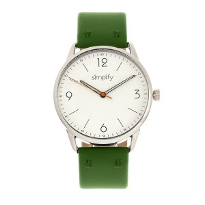 Simplify Unisex The 6300 Leather-Band Watch – White Stainless Steel – One Size