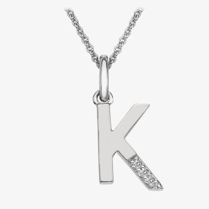Hot Diamonds Sterling Silver Diamond ‘K’ Pendant Necklace DP411