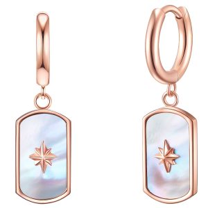 Valero Pearls Womens Feminine Chrome steel Earring – Rose Gold Stainless Metal (archived) – One Dimension