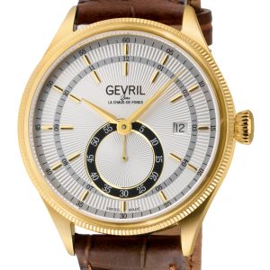 Gevril Mens Empire Italian Brown Leather Swiss Automatic ETA 2895 Watch – One Size