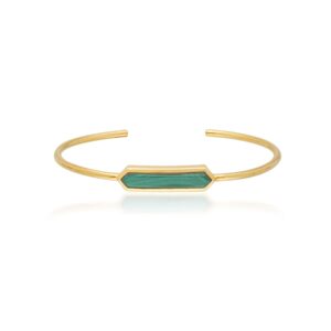 Geometric Prism Malachite Bangle in Gold Plated Silver