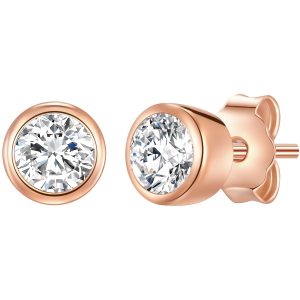 Rafaela Donata Womens Stud earring sterling silver rose gold zirconia white – One Measurement