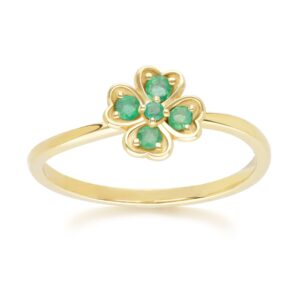 Gardenia Spherical Emerald Clover Ring in 9ct Yellow Gold