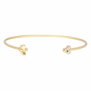 Honeycomb Impressed Diamond Trilogy Bee Bangle in 9ct Yellow Gold