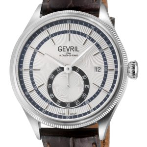 Gevril Mens Empire Italian Handmade Brown Leather Swiss Automatic ETA 2895 Watch – One Size