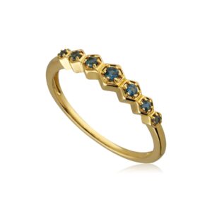 Fashionable Glam Topaz Sparkle Bar Ring In Yellow Gold Plated Silver