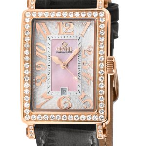 Gevril Ave of Americas Mini WoMens Swiss Quartz Diamond Case,Pink MOP Dial Watch – Grey – One Size