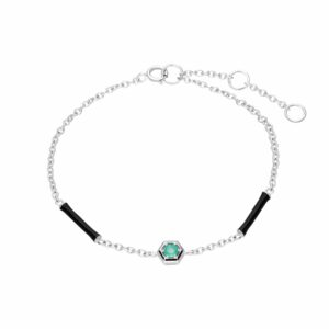 Grand Deco Teeth & Emerald Bracelet in 9ct White Gold