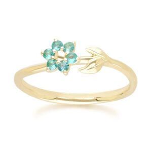 Floral Vine Emerald Ring in 9ct Yellow Gold