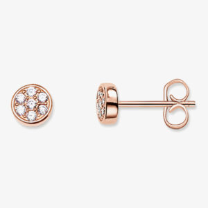 THOMAS SABO Rose Gold Plated 6mm Pave Round Stud Earrings H1848-416-14