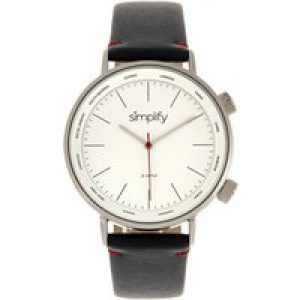 Simplify Unisex The 3300 Leather-Band Watch – Black & Silver – One Size