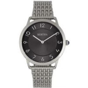Bertha Womens Abby Swiss Bracelet Watch – Black & Silver Stainless Metal – One Measurement