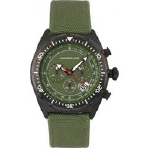 Morphic Mens M53 Sequence Chronograph Fiber-Weaved Leather-based-Band Watch w/Date – Olive Stainless Metal – One Measurement