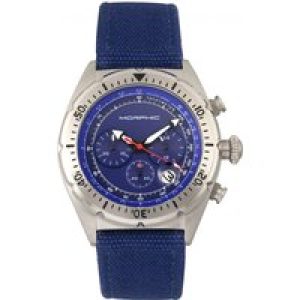 Morphic Mens M53 Series Chronograph Fiber-Weaved Leather-Band Watch w/Date – Blue Stainless Steel – One Size
