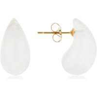 August Woods Gold Glass Stone Teardrop Stud Earrings - Gold - Image 2