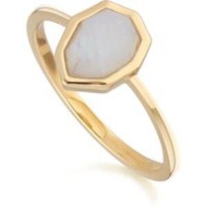 Abnormal B Gem Rainbow Moonstone Ring in Gold Plated Silver