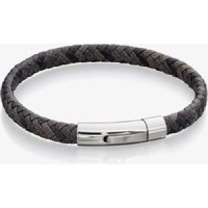 Fred Bennett Antique Grey Woven Leather 21.5cm Bracelet B5276