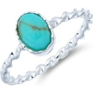 Sterling Silver Oval Blue Magnesite Twist Ring