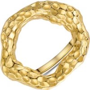 Yellow Gold Plated Hammered Open Ring