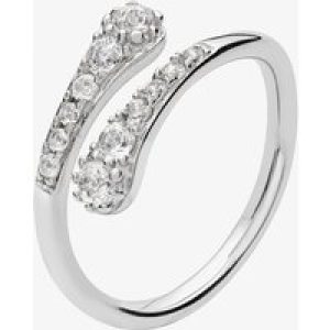 Lucy Quartermaine Silver Topaz Cross Over Skinny Drop Ring SDR2N