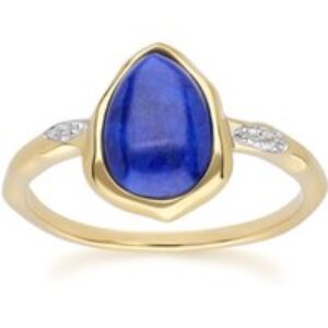 Abnormal Lapis Lazuli & Topaz Ring In 18ct Gold Plated SterlIng Silver