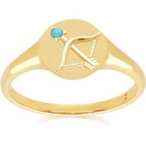 Zodiac turquoise Sagittarius Signet Ring In 9ct Yellow Gold