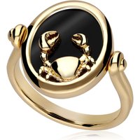 Zodiac Black Onyx Most cancers Turn Ring in 18ct Gold Plated Silver - Image 2