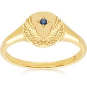 Zodiac Sapphire Virgo Signet Ring In 9ct Yellow Gold