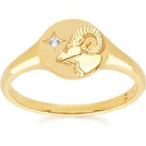 Zodiac Topaz Aries Signet Ring In 9ct Yellow Gold