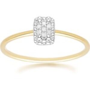 Diamond Pave Rectangle Ring 9ct Yellow Gold