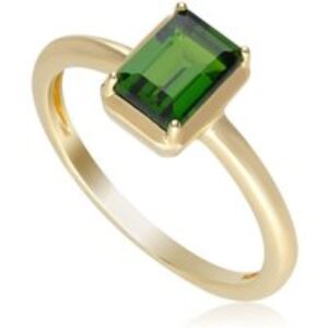 ECFEW™ ‘The Author’ Octagon Chrome Diopside Ring In Yellow Gold Plated Silver