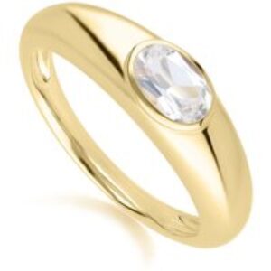 Fashionable Vintage Oval White Topaz Ring in 18ct Gold Plated Silver