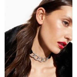 Black Velvet Diamanté Chain Choker New Glance