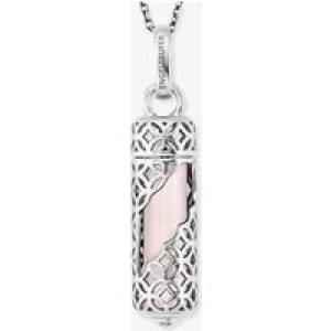 Angel Whisperer Silver Rose Quartz Healing Stone Necklace ERN-HEAL-RQ-M