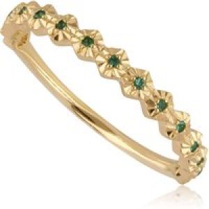Part Eternity Emerald Band Ring In 9ct Yellow Gold