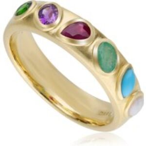 Coded Whispers ‘Dare To’ Acrostic Gemstone Ring In Yellow Gold Plated Silver