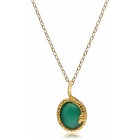ECFEW™ Oval Dyed Inexperienced Chalcedony Winding Snake Pendant in Gold Plated Sterling Silver - Image 2