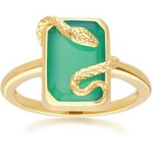 Grand Deco Inexperienced Chalcedony Snake Wrap Ring in Gold Plated Sterling Silver