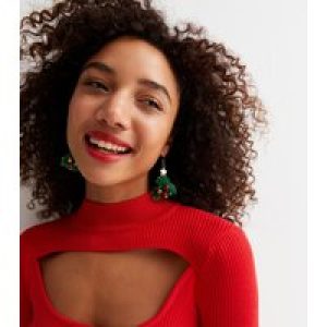 Inexperienced Tinsel Christmas Tree Earrings New Glance