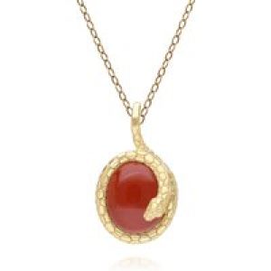 ECFEW™ Purple Jasper Winding Snake Pendant Necklace In Gold Plated Sterling Silver