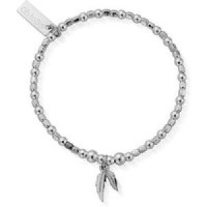 ChloBo Childrens Silver Dice Double Feather Bracelet – Silver
