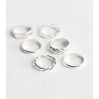 6 Pack Silver Chain Twist Rings New Glance - Image 2